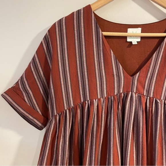 The Mint Julep Sz S Striped Tunic Oversized Shirt Peplum Cotton Rasta Bohemian - Picture 2 of 8